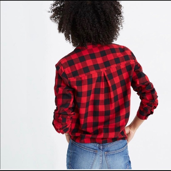 Madewell | red plaid shirt - Picture 2 of 10